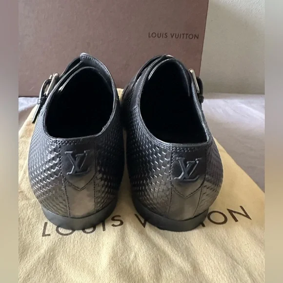 Louis Vuitton Men Shoes Damier Black Leather buckle 9.5UK 10.5US New Never Worn - Picture 3 of 6